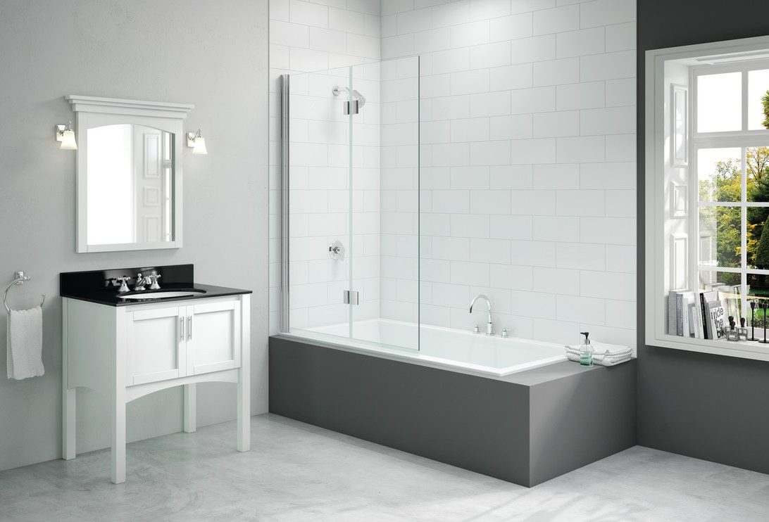 Merlyn 1100x1500mm 2-Panel Folding Hinged Bath Screen 8mm – Chrome
