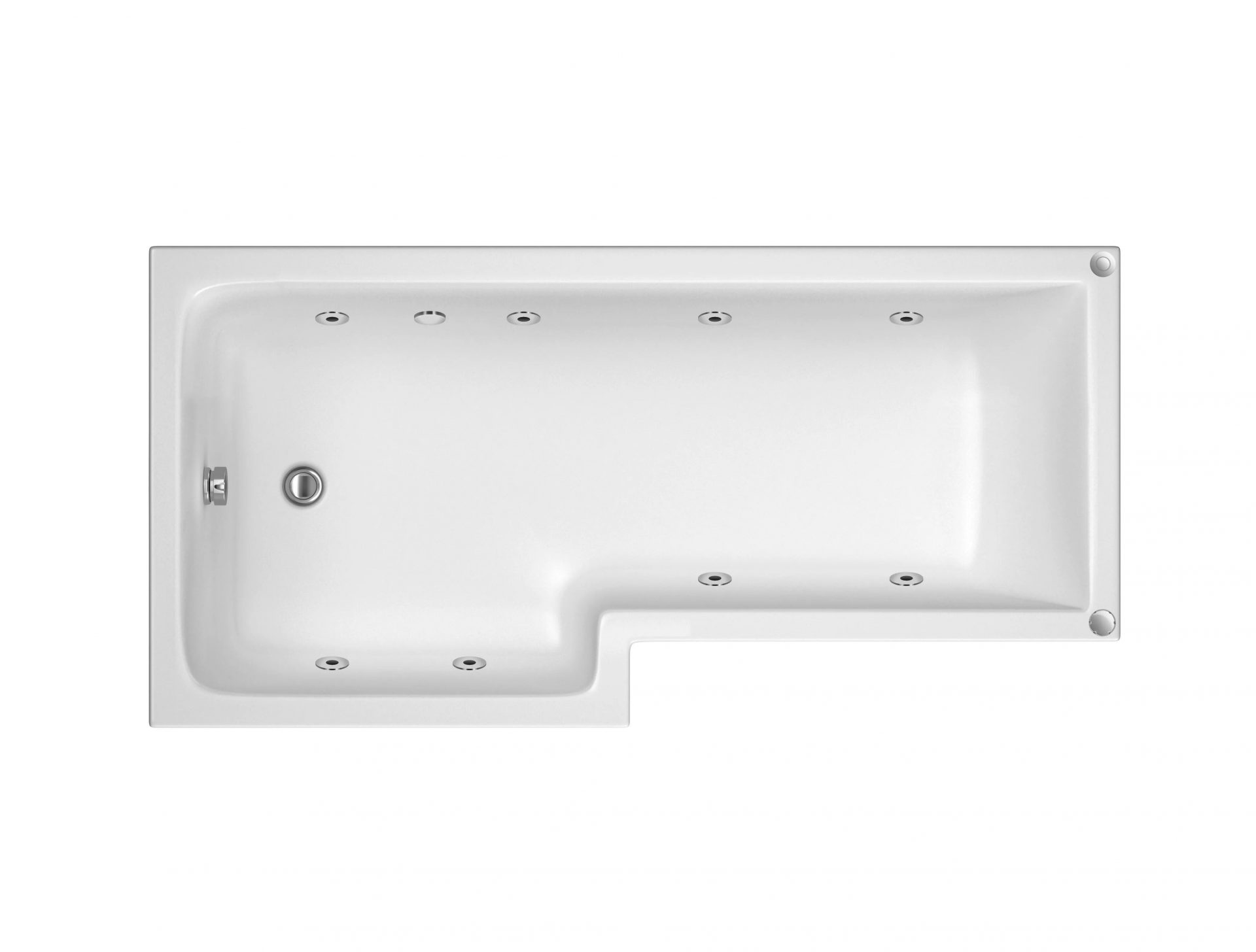 Nuie 1700mm L-Shaped Left-Hand 8 Jet Whirlpool Bath