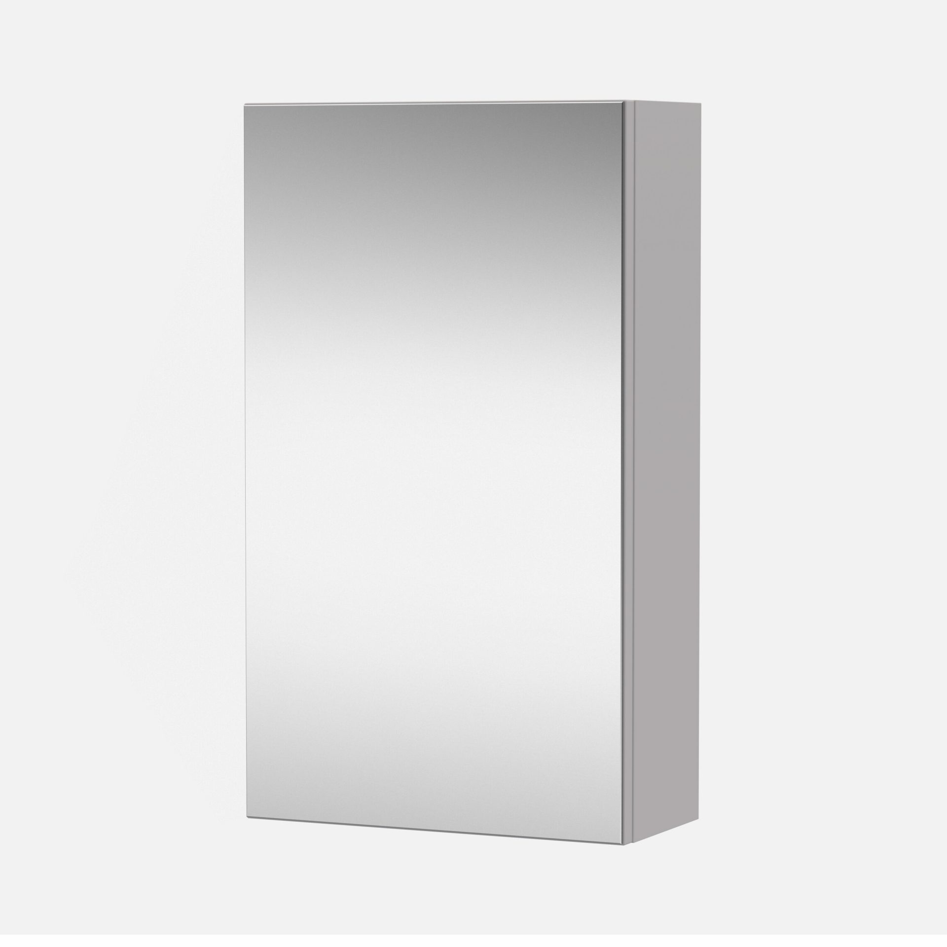 Nuie Lux Loave 400mm 1 Door Wall Mirror Cabinet – Pebble Grey