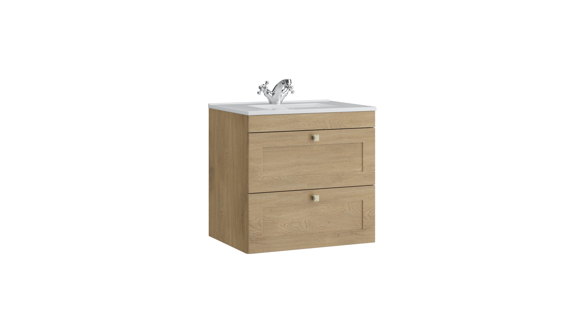 Kartell Sanctuary 600mm 2 Drawer Wall Mounted Unit & Basin – Torro Oak