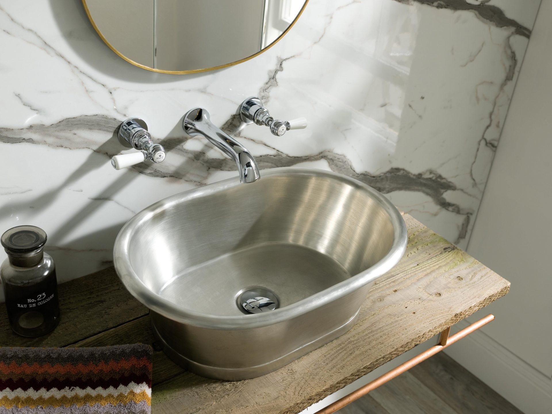 BC Designs Copper Basins Oval Countertop Basin with Tin Outer/Inner