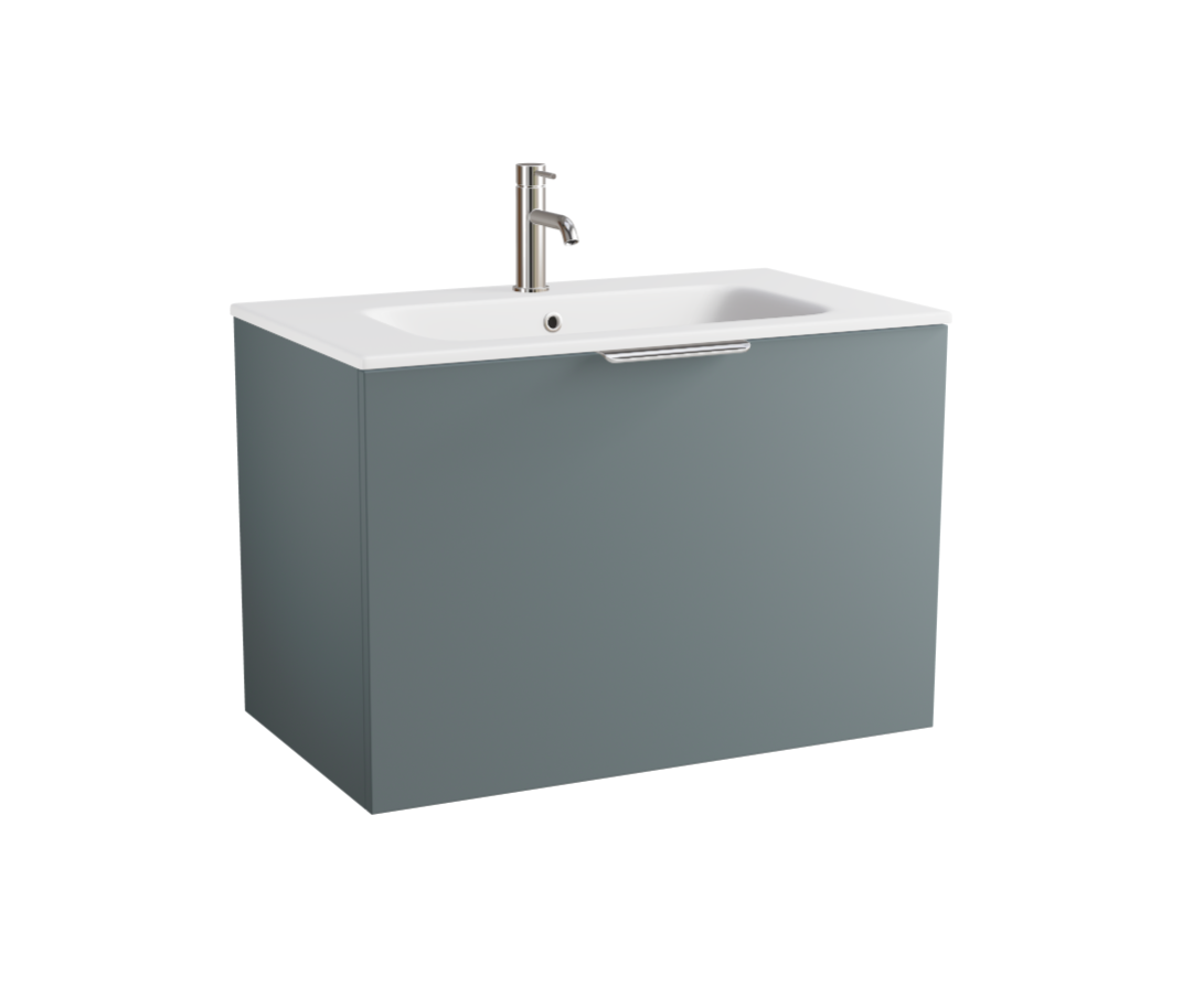 MyLife Keva 800mm 1 Drawer Wall Mounted Unit & Ceramic Basin – Lead Grey Matt