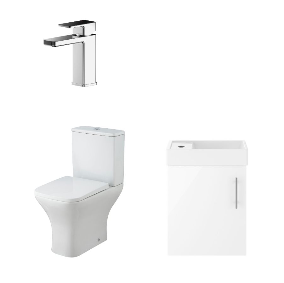 400mm Gloss White Wall Hung Cloakroom Suite