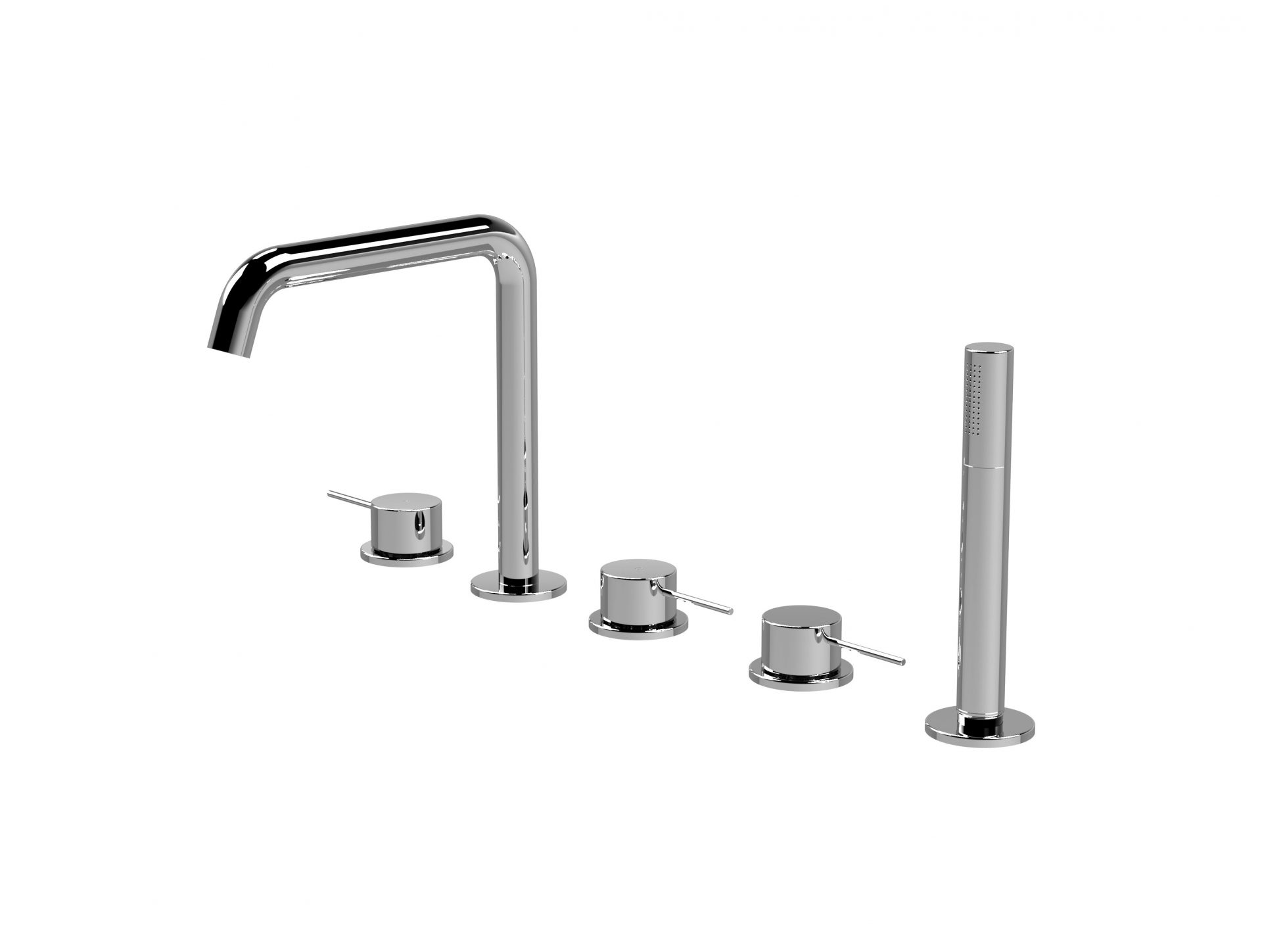 Nuie Lux Riven 5TH Deck Mounted Bath Shower Mixer (P Spout) – Chrome