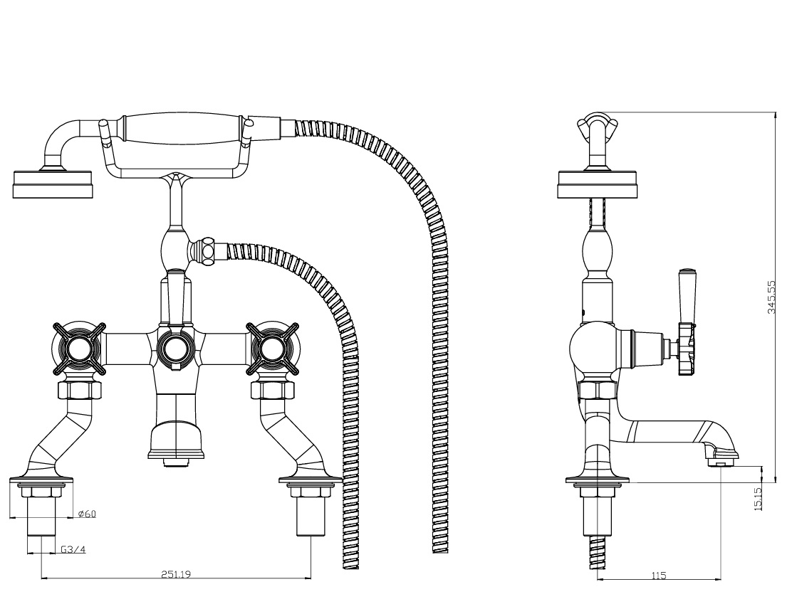 Farnham Crosshead Bath Shower Mixer - Chrome - Get My Taps