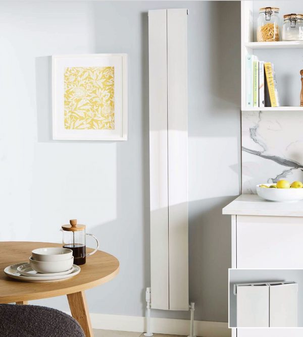 Vancouver Designer Vertical Double Aluminium Radiator Textured White