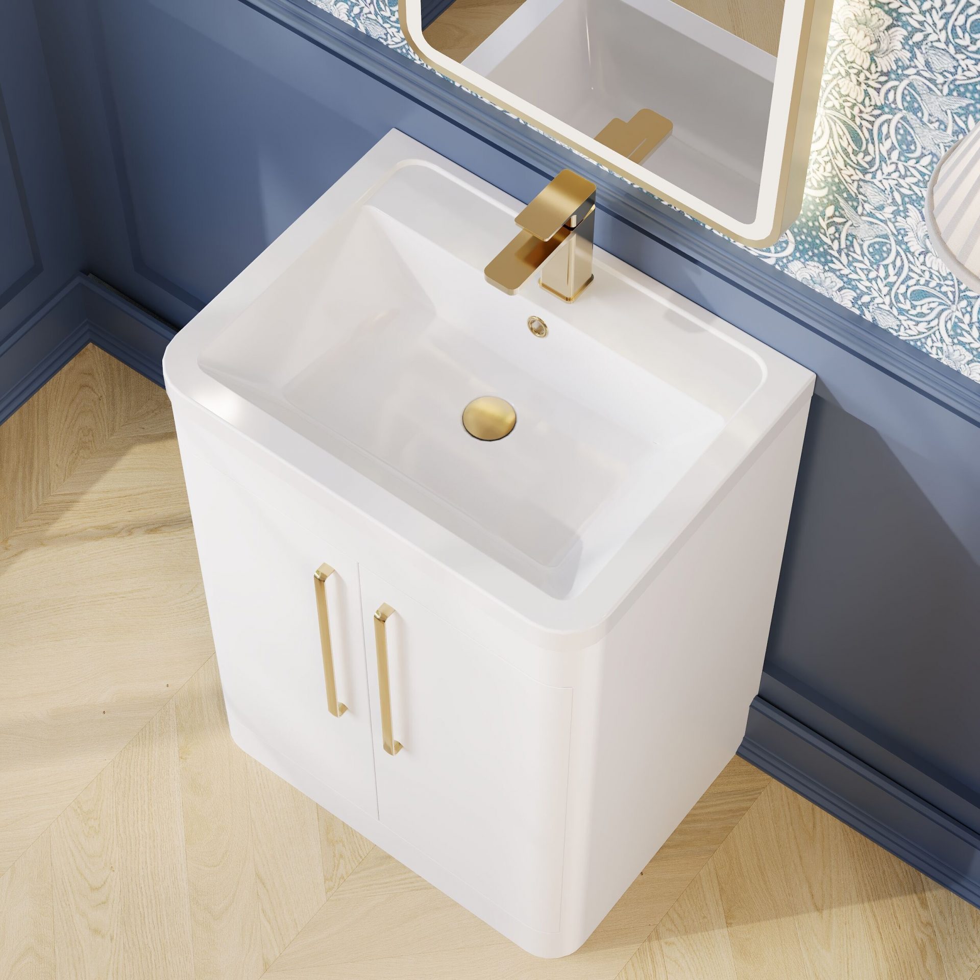 Nuie Parade 600mm 2 Door Floorstanding Vanity Unit & Ceramic Basin – Gloss White