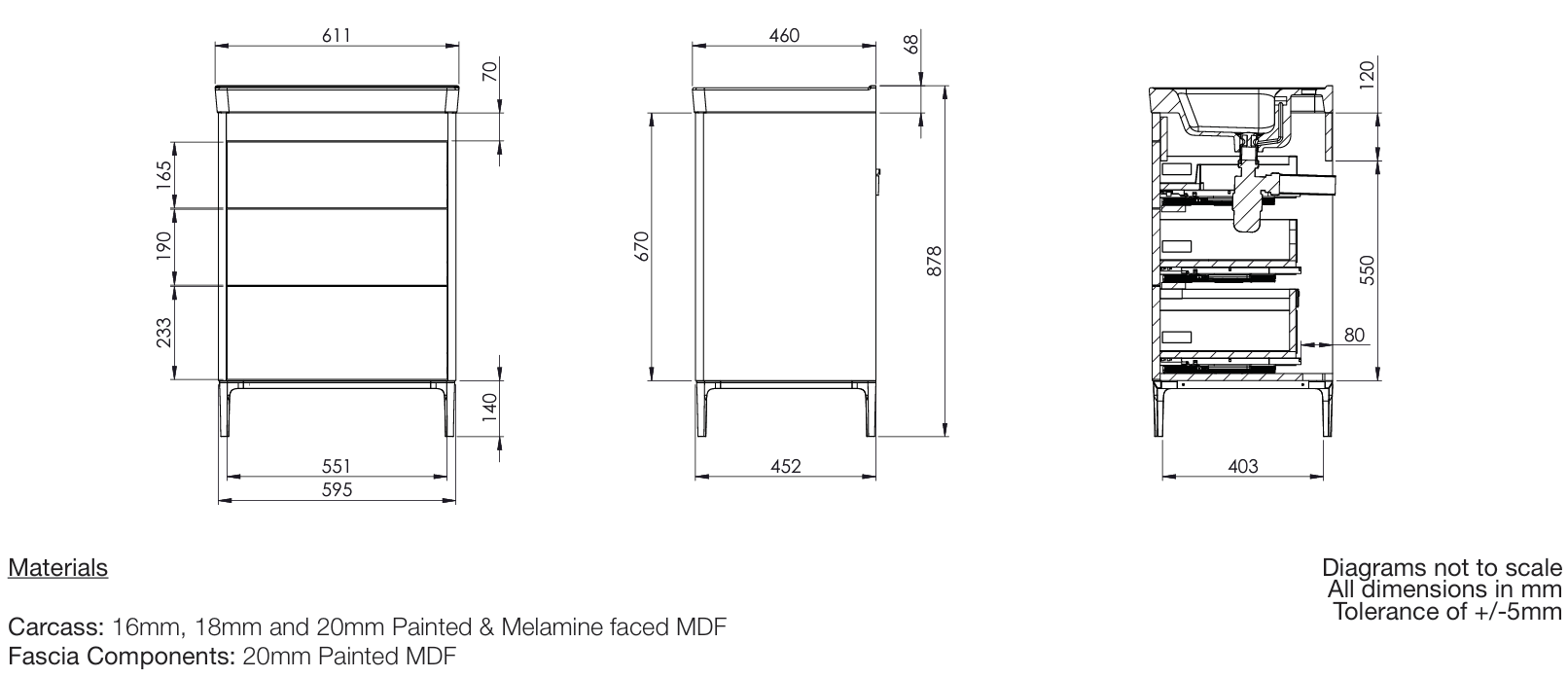 Roper Rhodes Fairmont 600mm Freestanding Vanity Unit & Basin – Gloss White