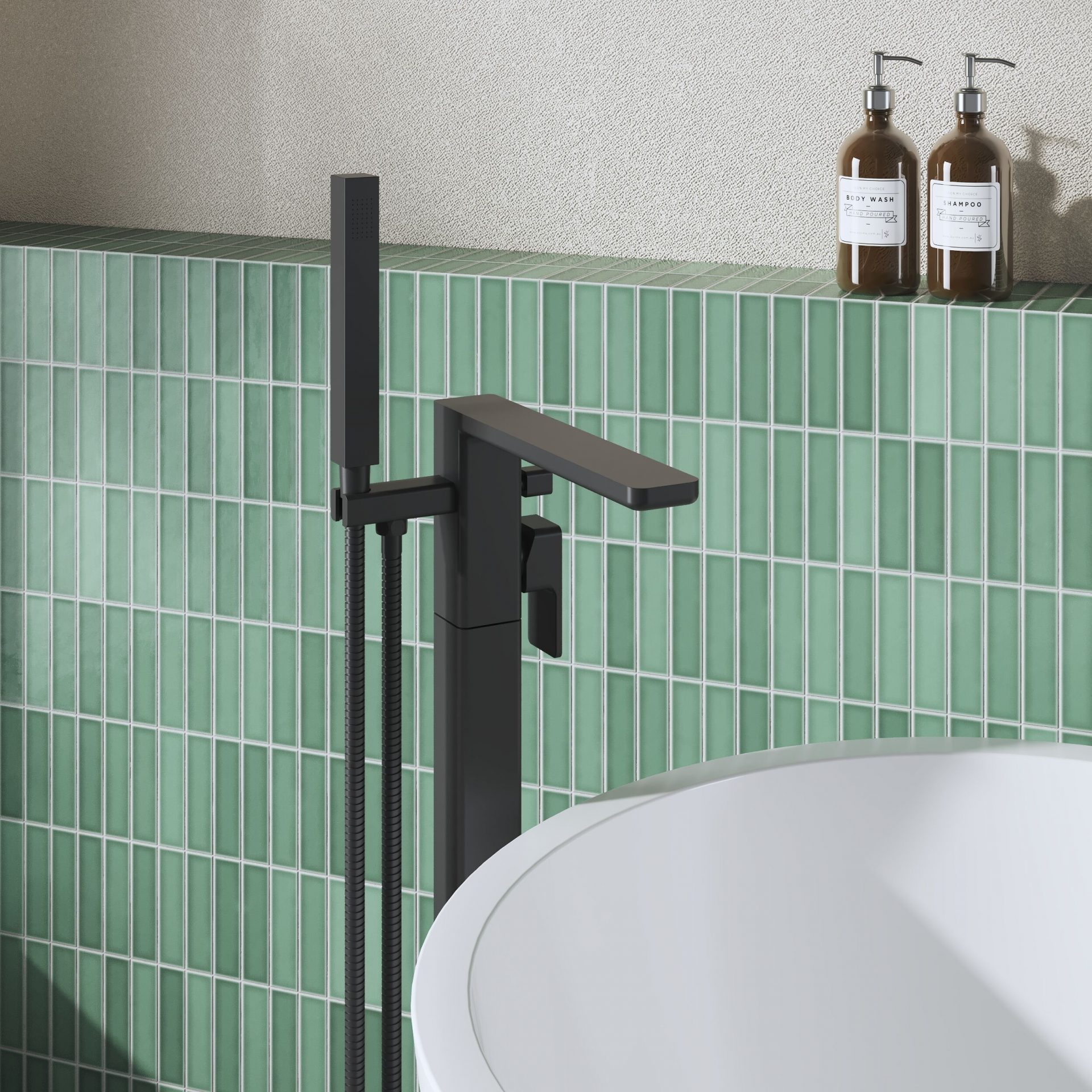 Nuie Windon Freestanding Bath Shower Mixer – Matt Black