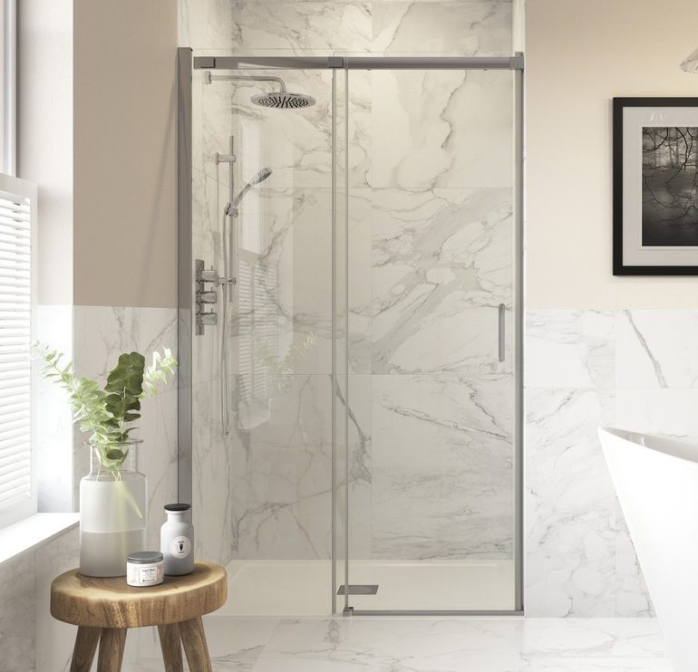 MyBathrooms Optimum Create Semi-Framed Sliding Door Shower Enclosure – Chrome
