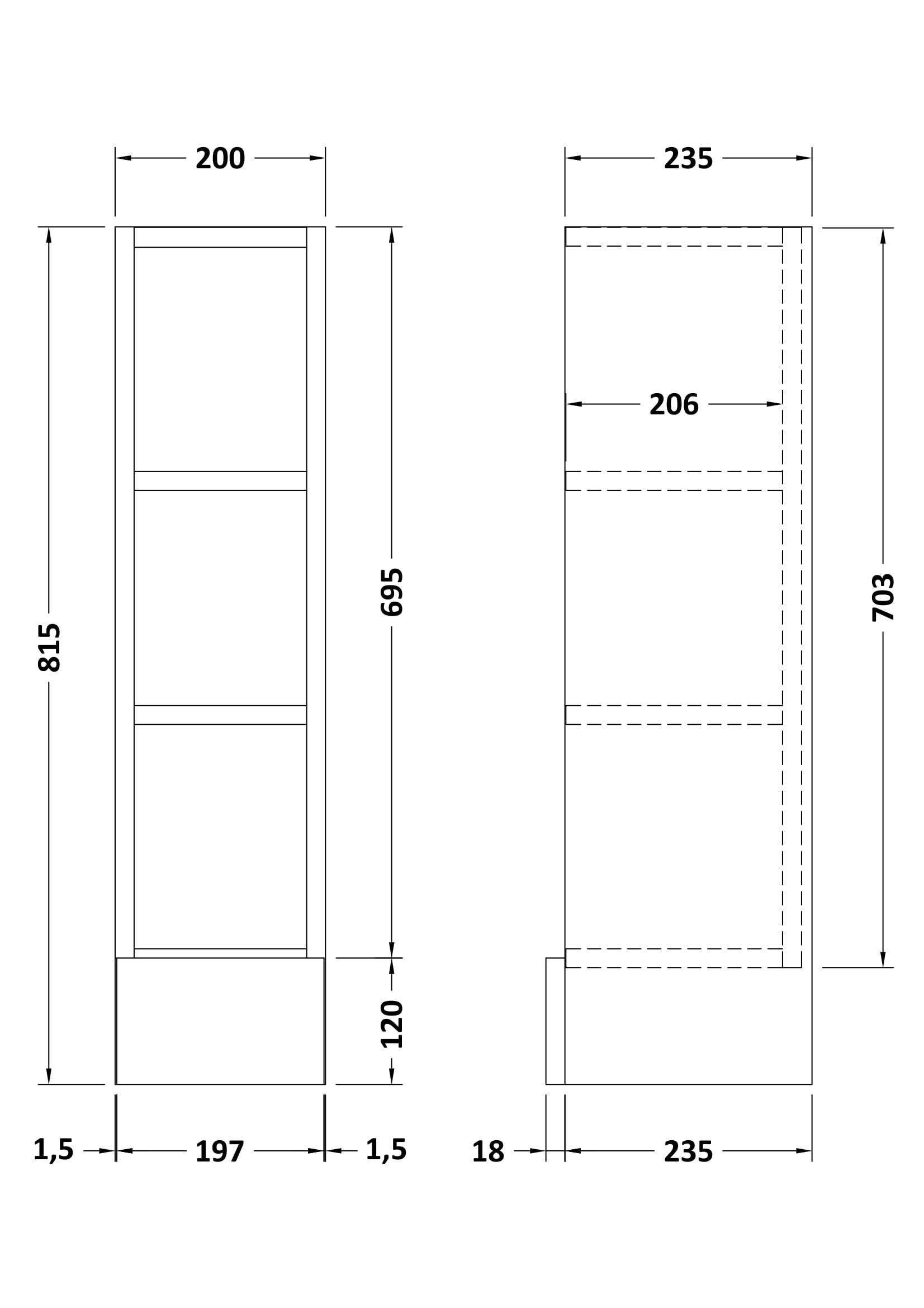 Nuie Lux Krest 200mm Slim Floorstanding Open Shelf Unit – Matt White