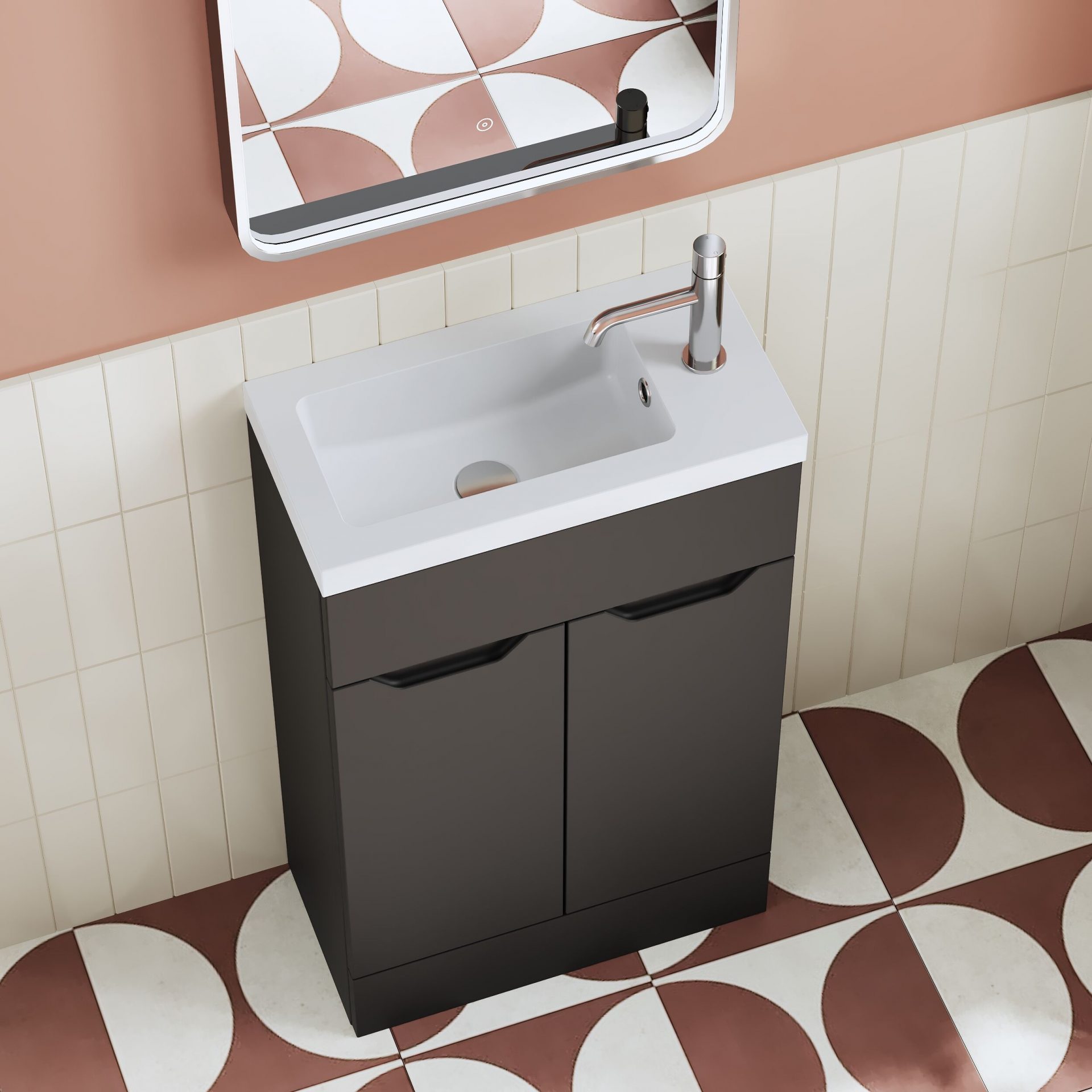 Nuie Lux Loave 500mm 2 Door Slim Floorstanding Unit – Soft Black