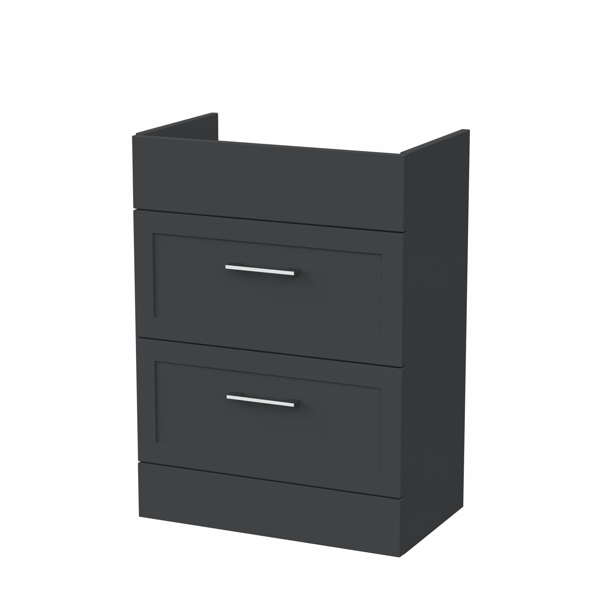 Nuie Lux Fable 600mm 2 Drawer Standard Floorstanding Unit – Soft Black