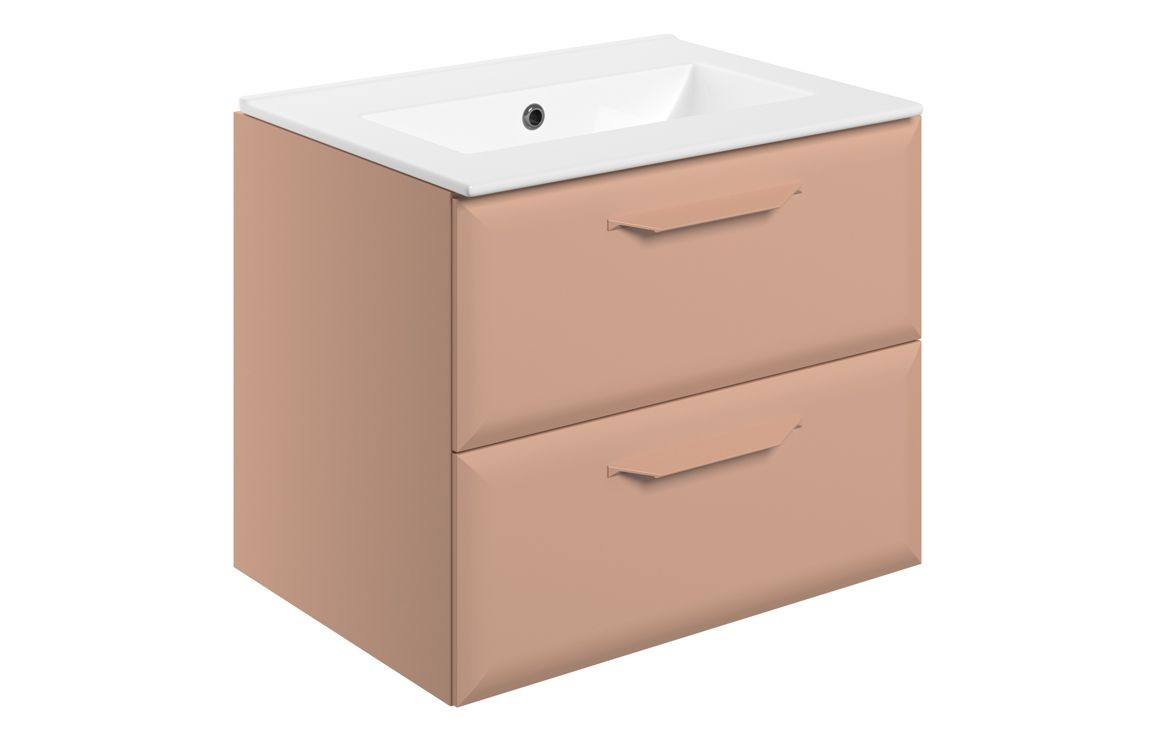 MyBathrooms Murillo 615mm 2 Drawer Wall Hung Unit & 0TH Basin – Matt Apricot