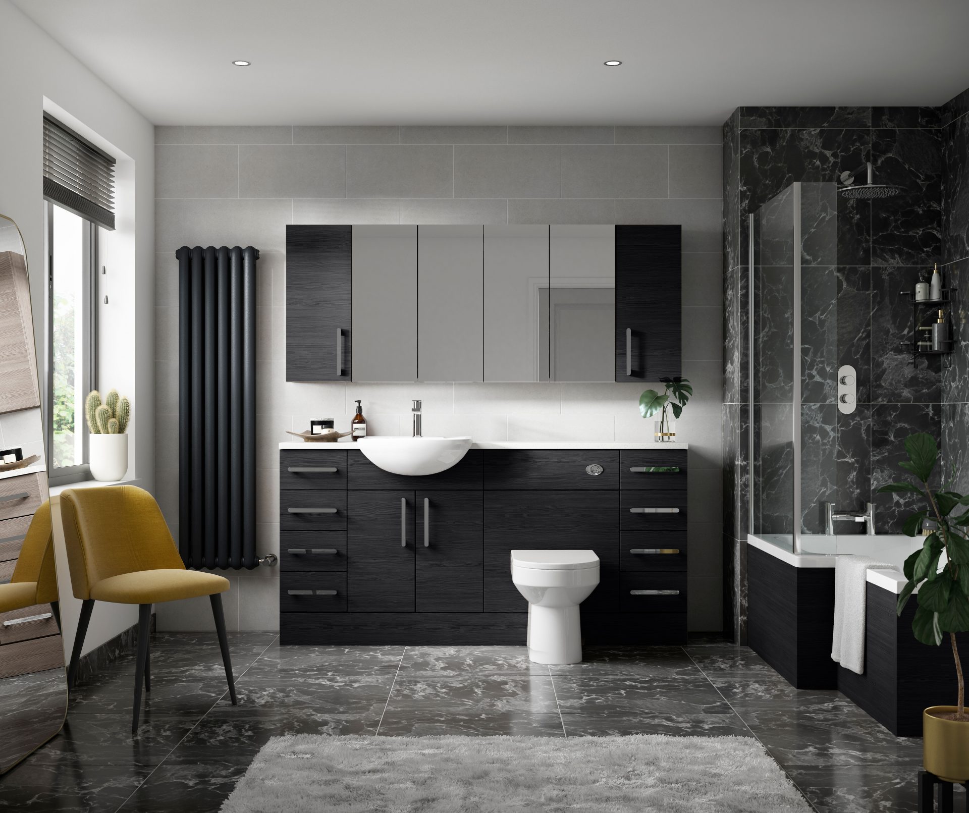 Hudson Reed Fusion Full Depth 800mm 2 Door Floor Standing Vanity Unit – Charcoal Black