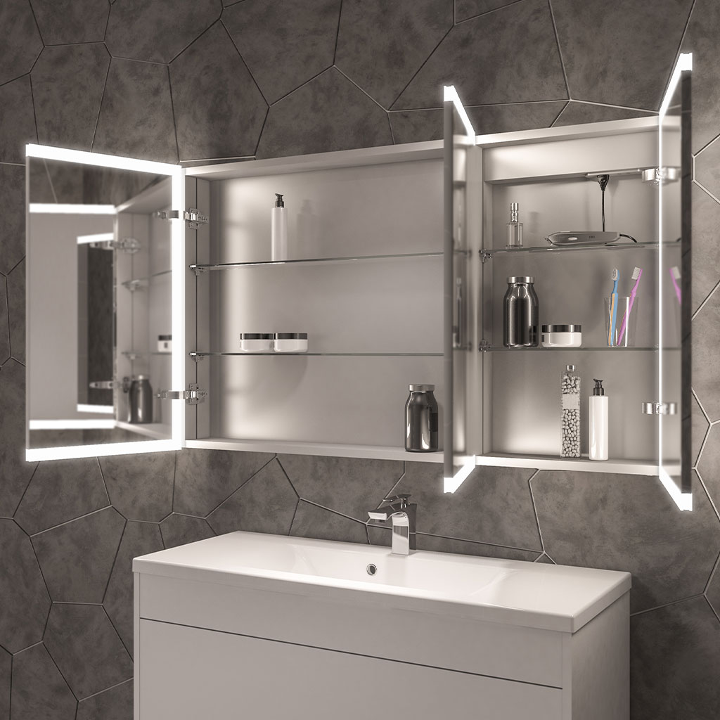 3 mirror medicine cabinet with lights deals