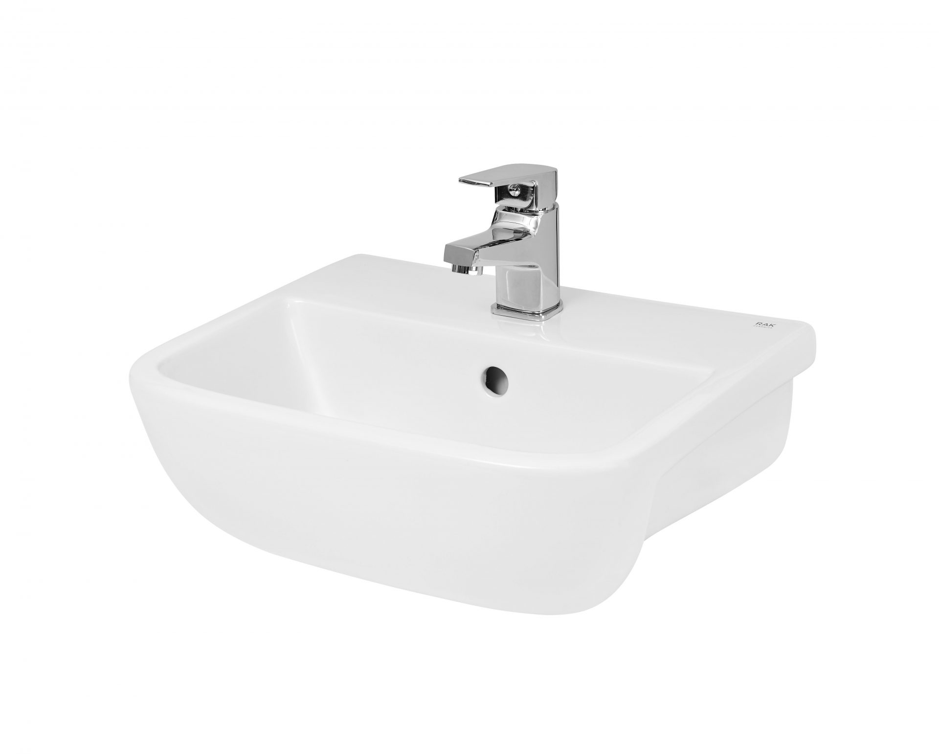Nuie Lynx 1 Tap Hole 500mm Ceramic Square Semi-Recessed Basin