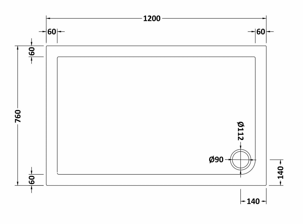 1200 x 760mm Brushed Brass Single Sliding Shower Enclosure With White Tray