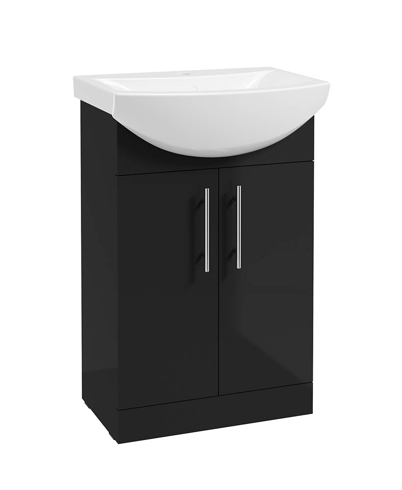 Sonas Select Strata Classic 550mm 2 Door Floorstanding Vanity Unit & Basin – Gloss Black