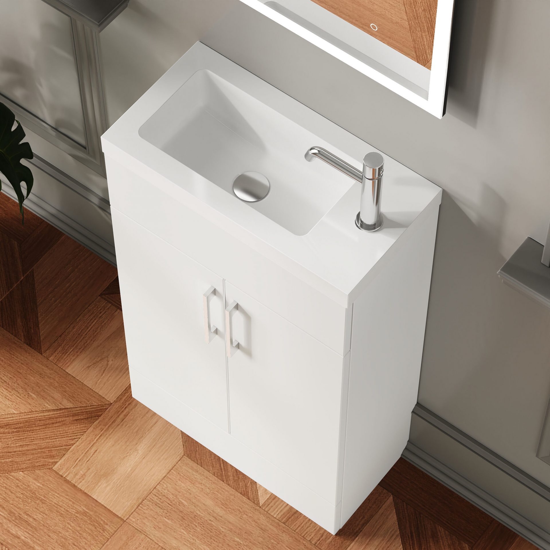 Nuie Lux Krest 500mm 2 Door Slim Floorstanding Unit – Matt White