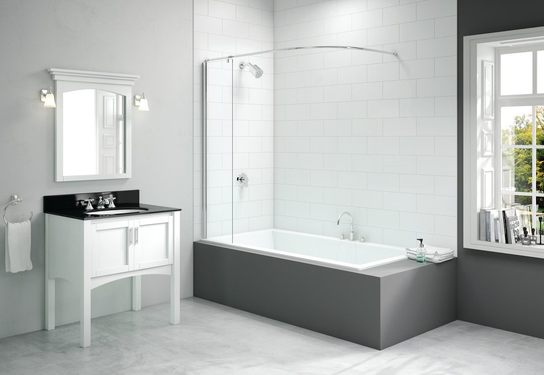 Merlyn 300x1500mm Curtain Rail Bath Screen 8mm – Chrome