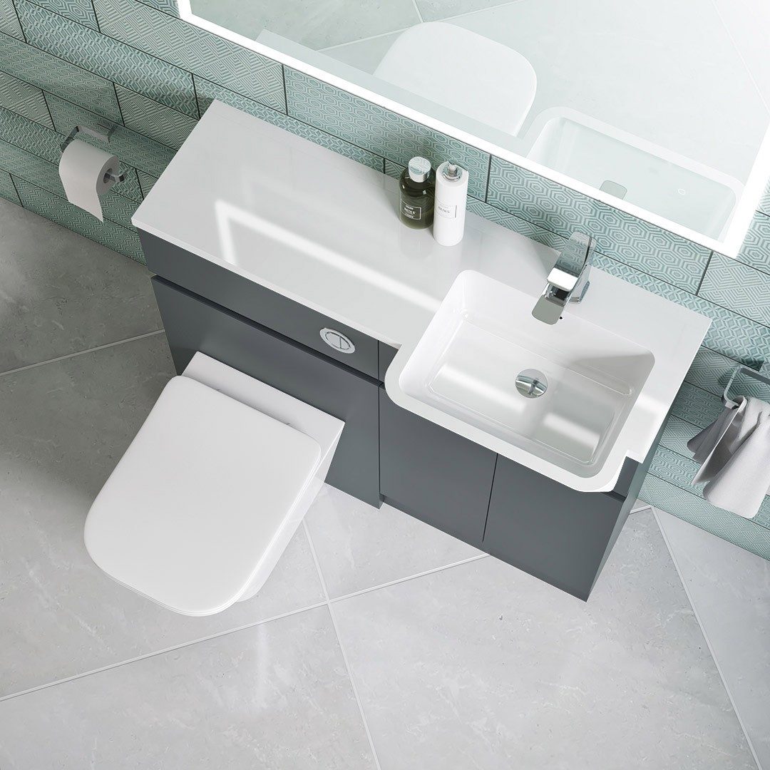 MyStyle Sutton 1000mm Floor Standing Unit & Right Hand Resin Basin – Lead Grey Matt