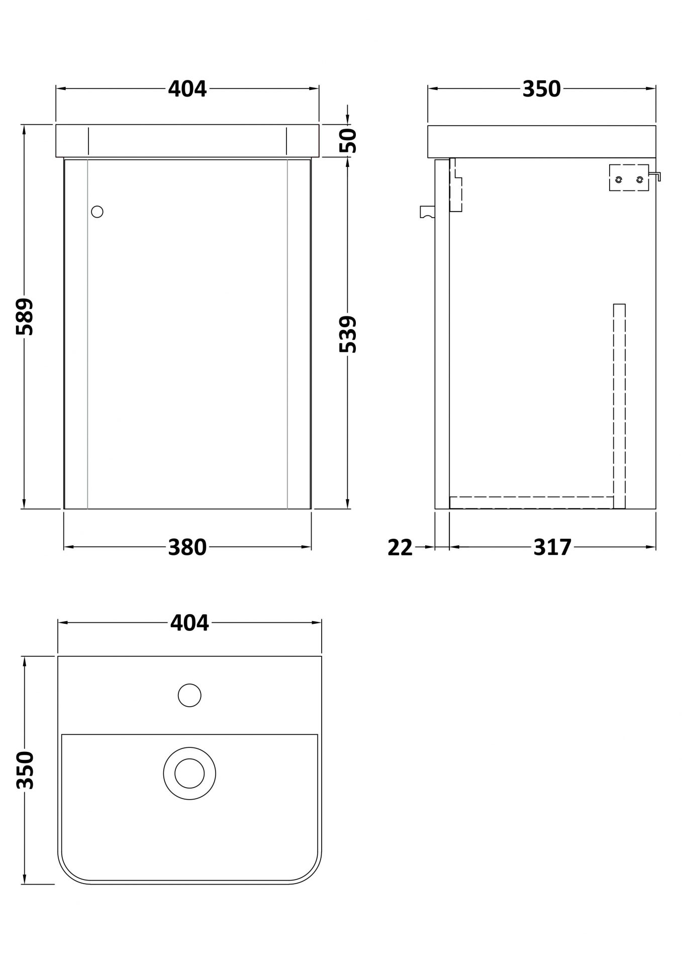 Nuie Core 400mm 1 Door Wall Hung Vanity & Basin – Autumn Oak