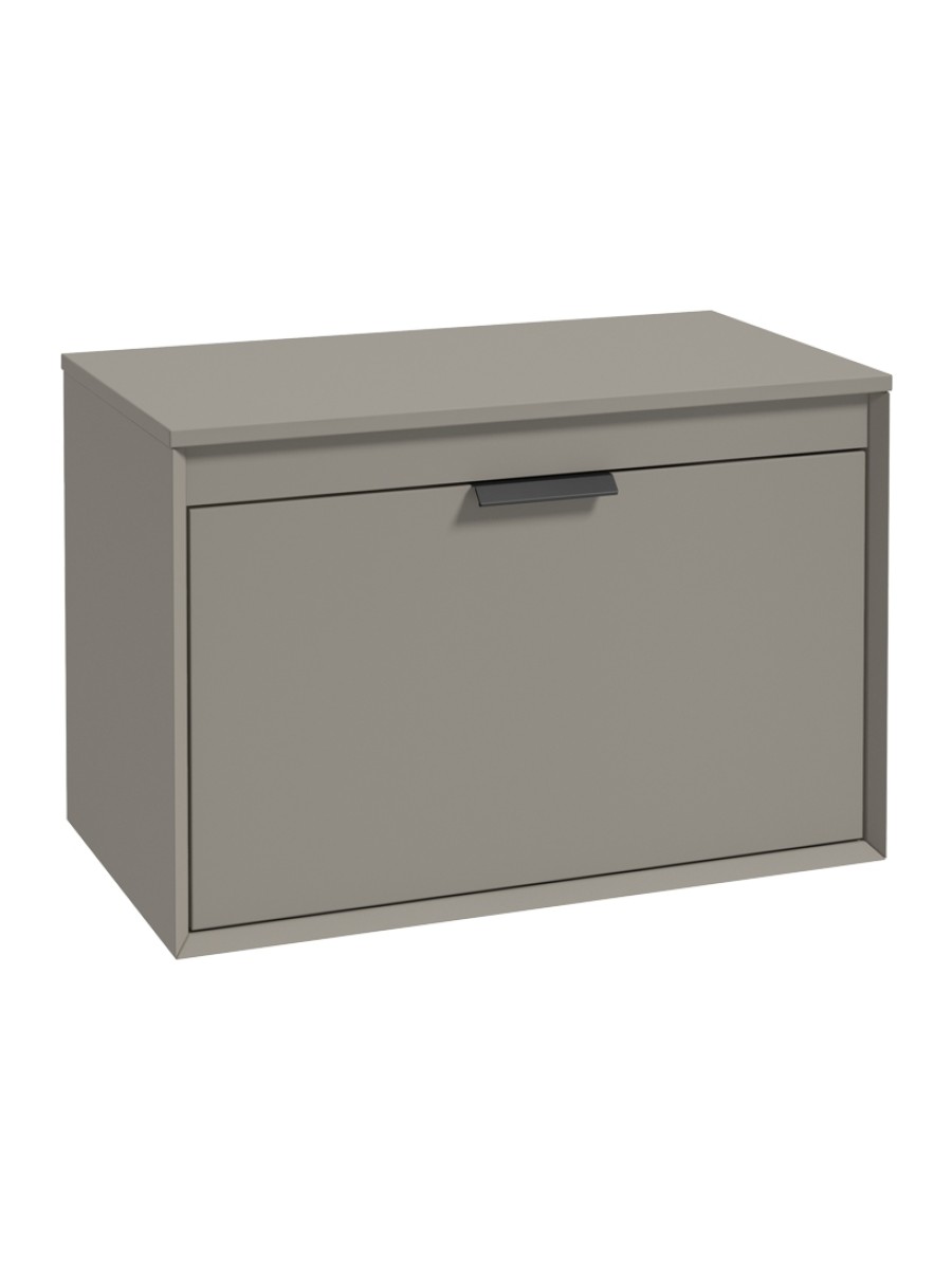 Sonas Fjord 800mm 2 Drawer (One Concealed) Wall Hung Countertop Vanity Unit – Khaki Matt