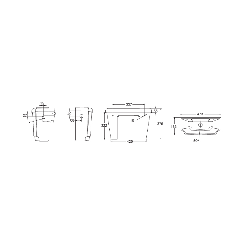 Eastbrook Ashcombe Pan with High Level Cistern & Soft Close Seat