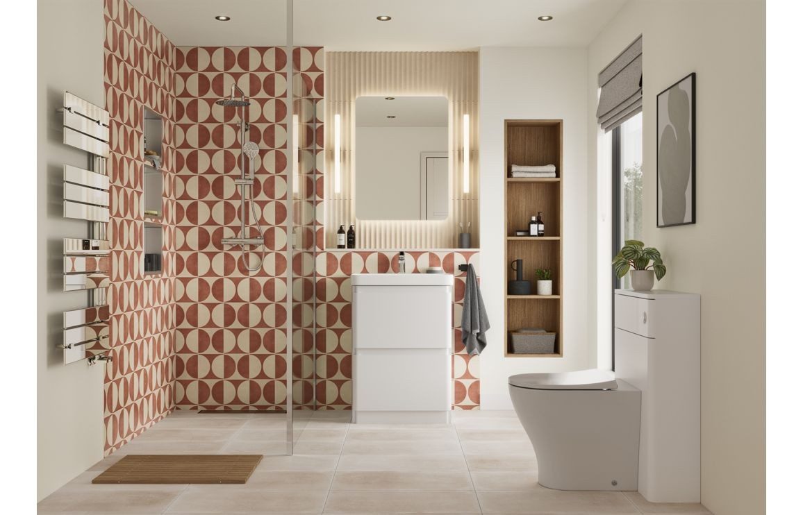 MyBathrooms Clara 500mm 2 Drawer Floorstanding Unit & 1TH Basin – Matt White