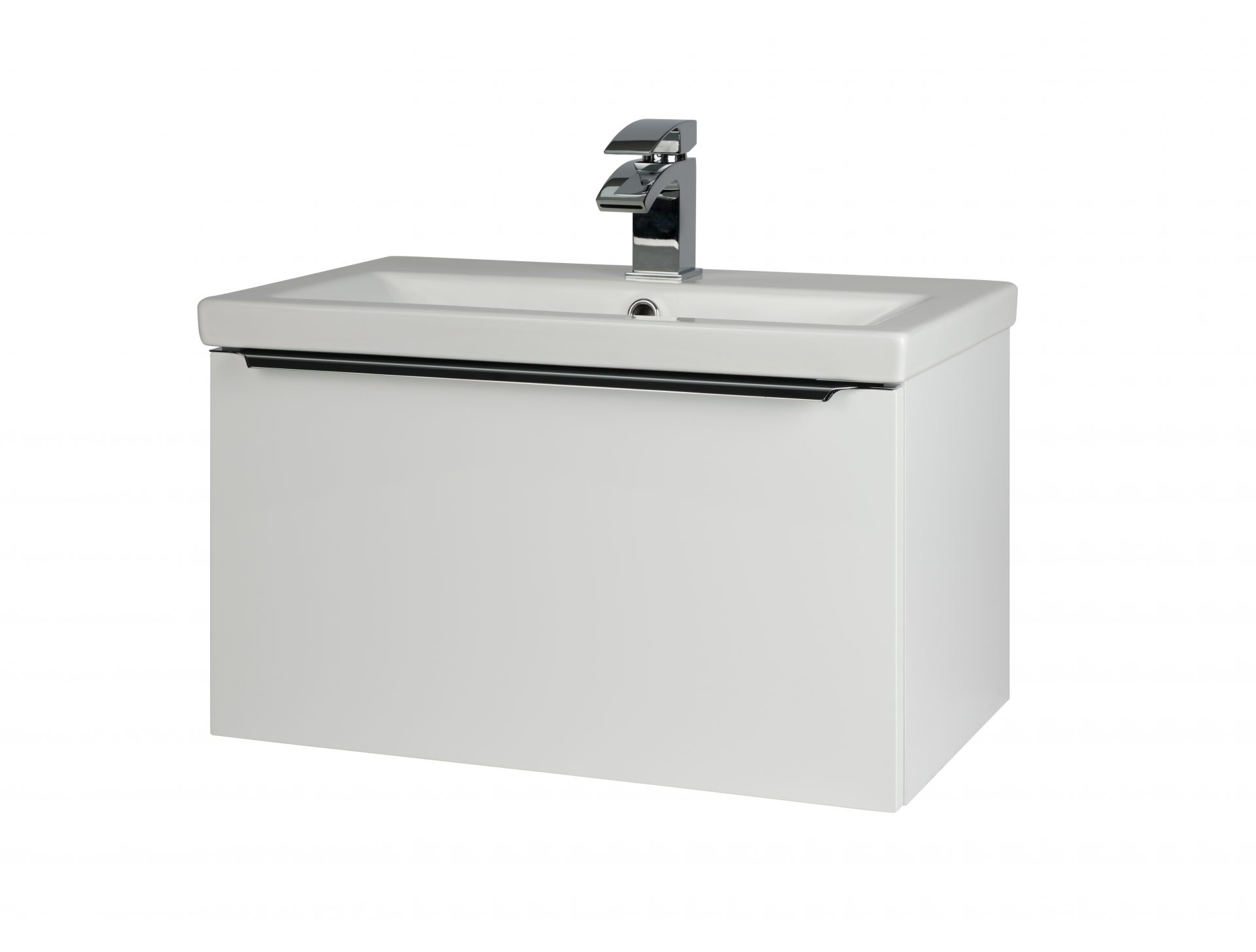 Kore 600mm 1 Drawer Wall Hung Vanity Unit & Ceramic Basin – White Gloss
