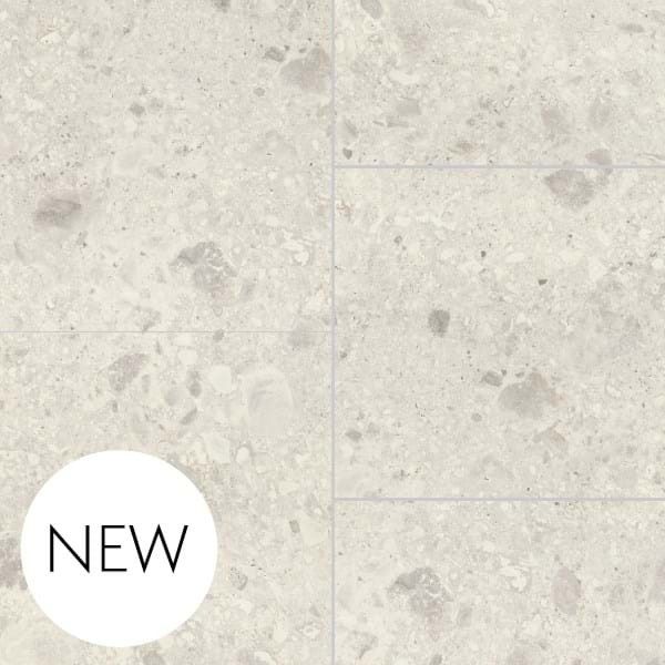 Multipanel XL Offset Large Tile Collection Wall Panel – White Terrazzo