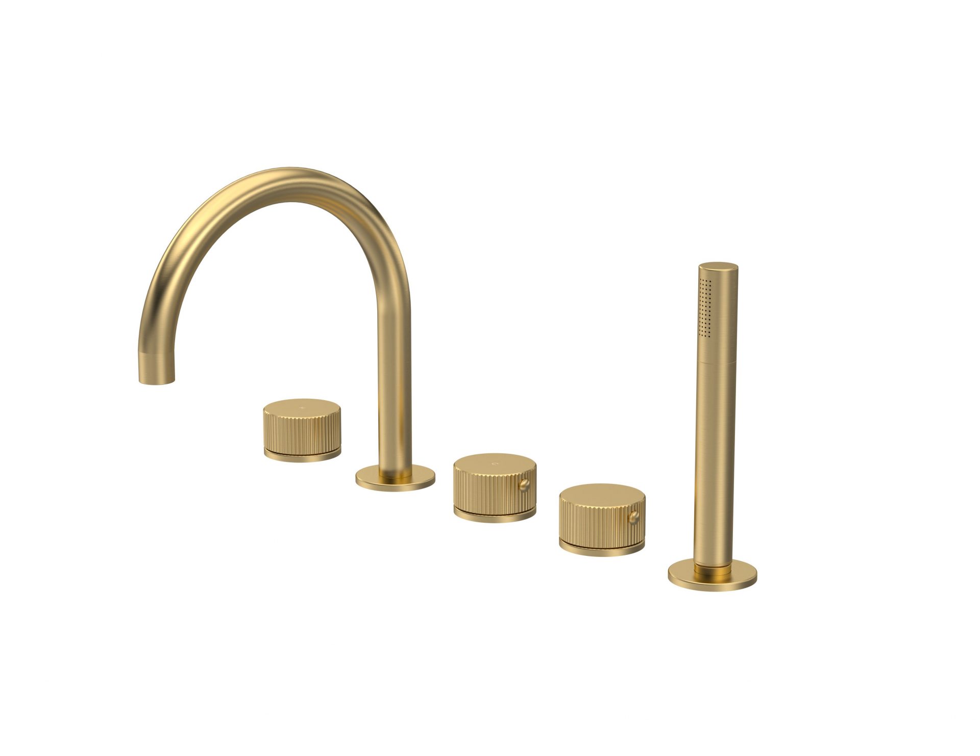 Nuie Lux Esker 5TH Deck Mounted Bath Shower Mixer (C Spout) – Brushed Brass