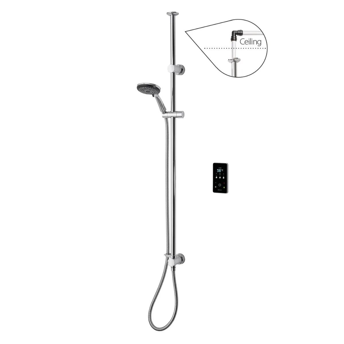 Triton ENVi 9.0kW Thermostatic Single Outlet Ceiling Fed Kit – Silver