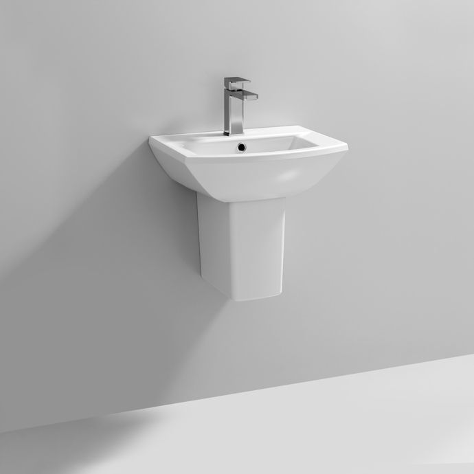 Nuie Asselby 500mm 1TH Basin & Semi Pedestal