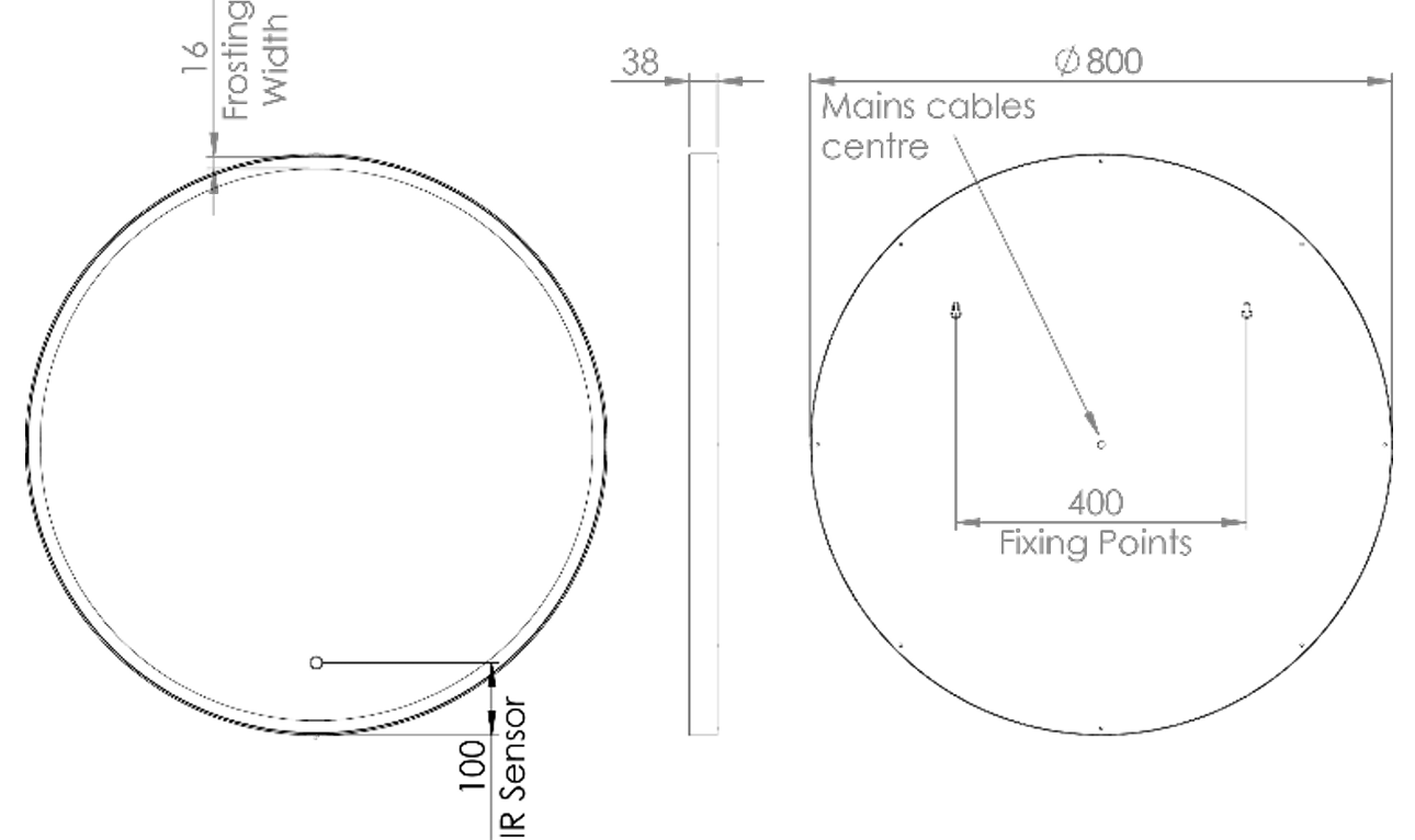 Roper Rhodes Frame Round LED Mirror 800mm – Black