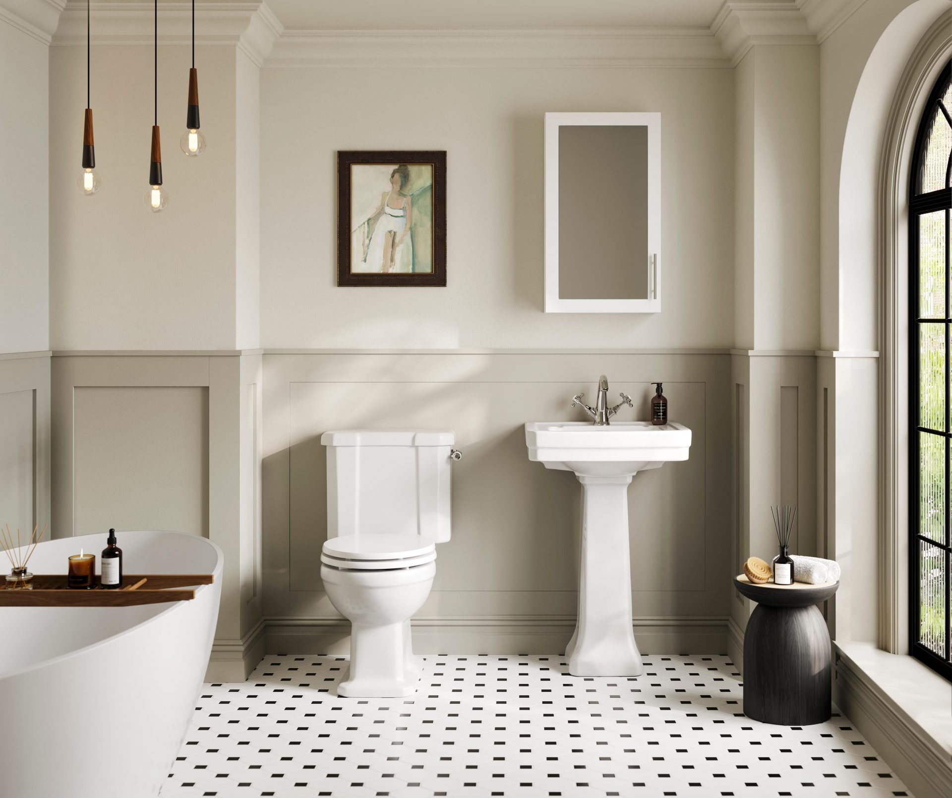 Nuie Lux Hunton 540mm Ceramic Basin & Full Pedestal