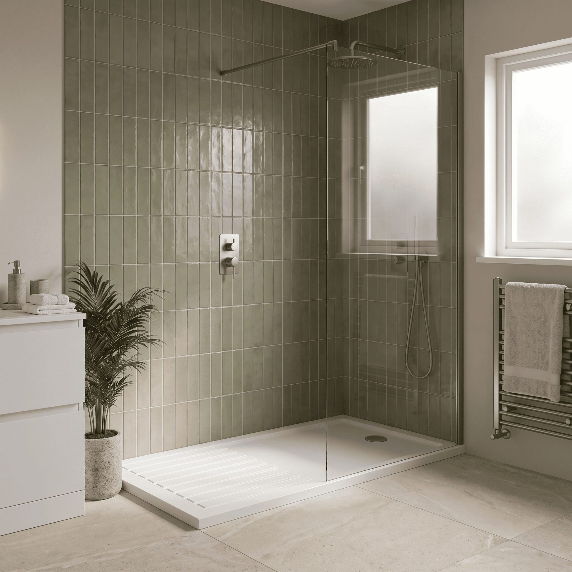 Nuie 40mm Slip Resistant Rectangular Shower Tray – Matt White