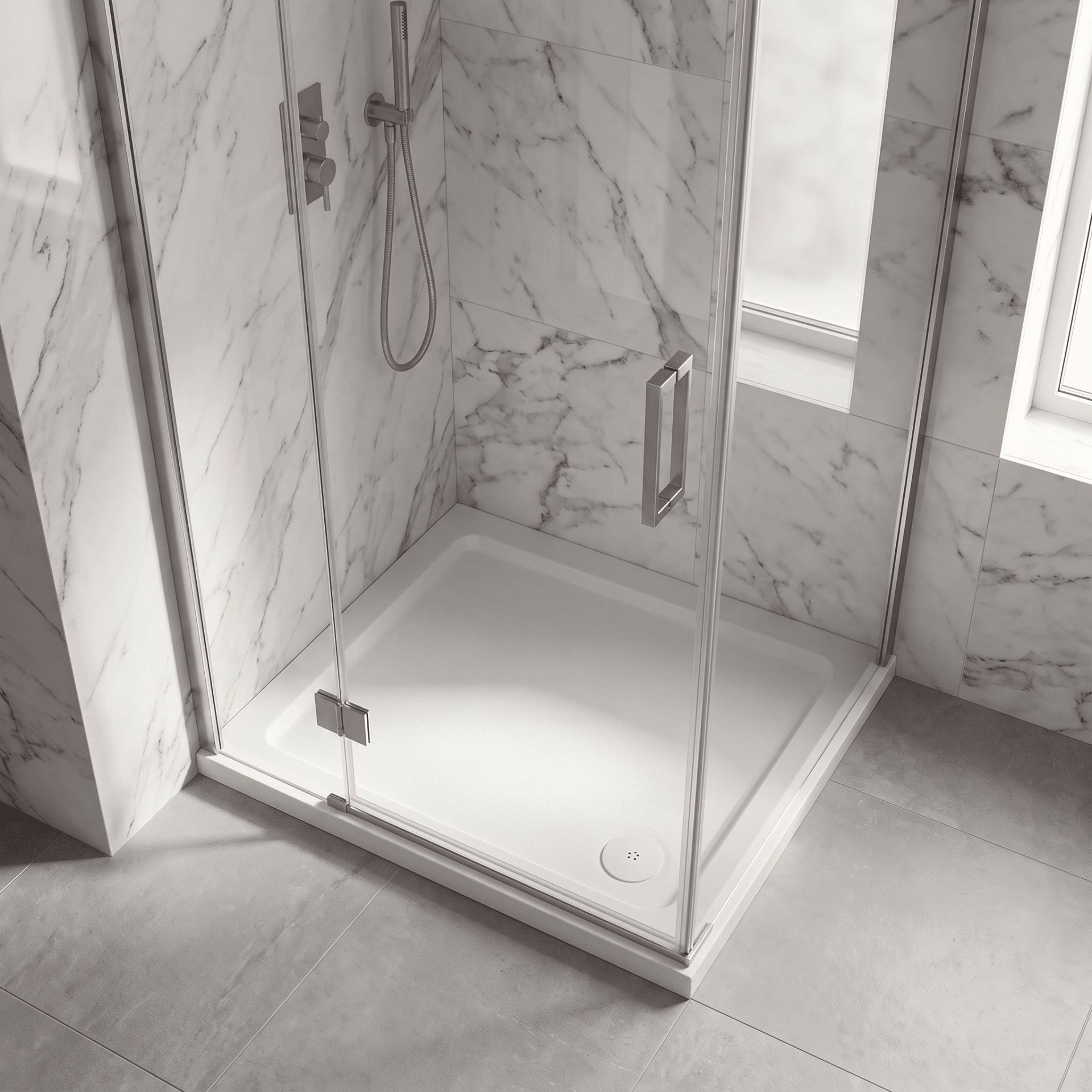 Nuie 40mm Slip Resistant Slimline Square Shower Tray – Matt White