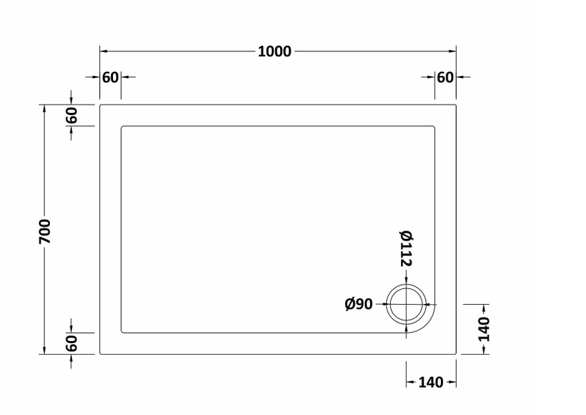 1000 x 700mm Brushed Brass Single Sliding Shower Enclosure With White Tray