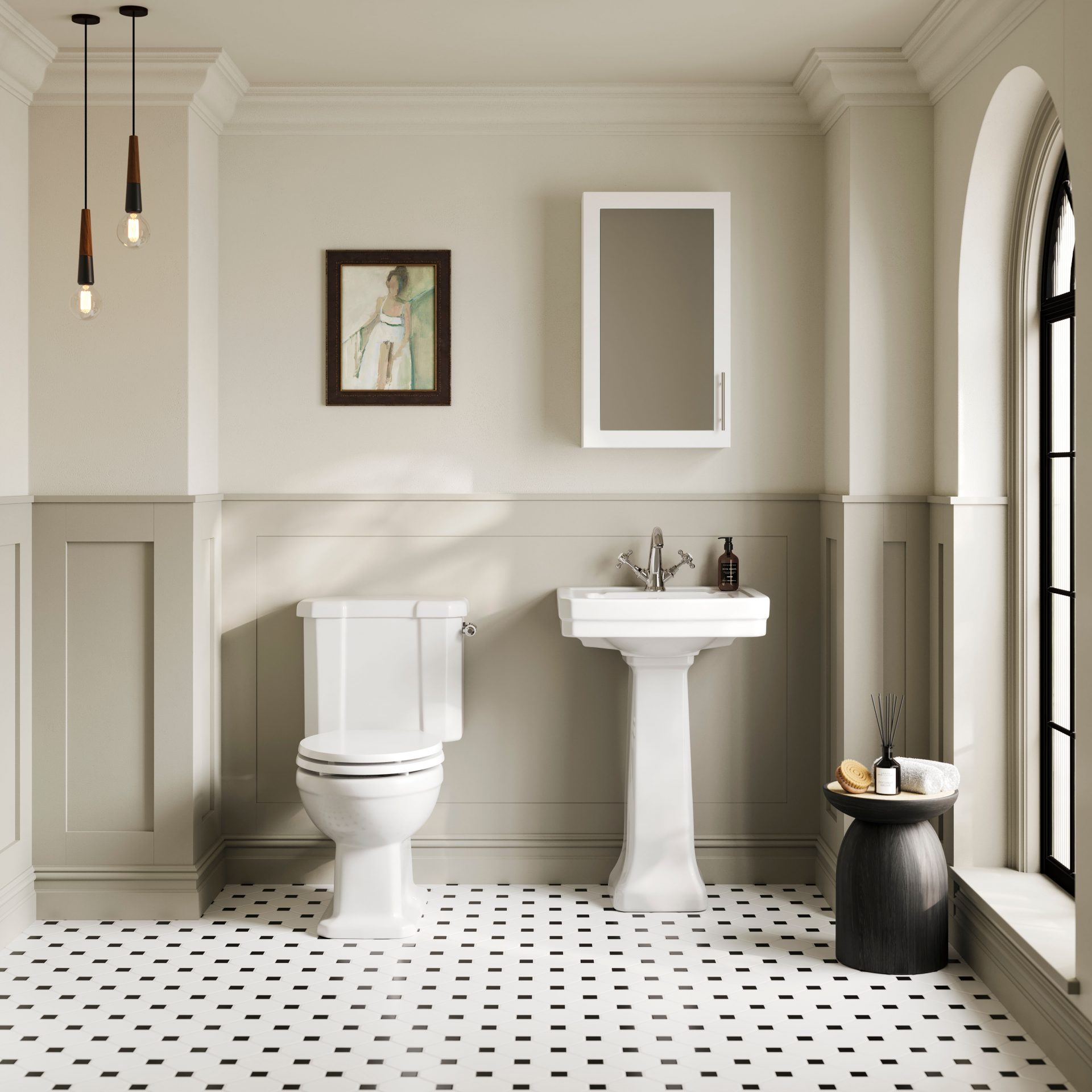 Nuie Lux Hunton 540mm Ceramic Basin & Full Pedestal