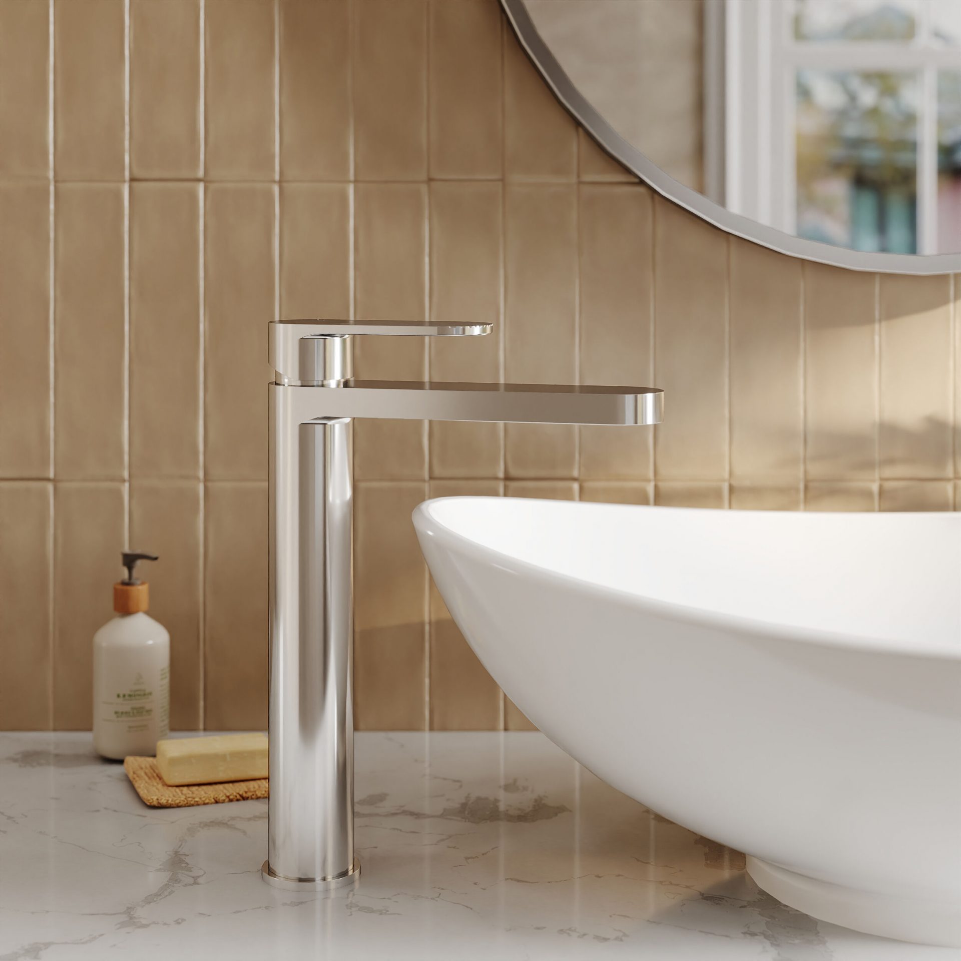 Nuie Cyprus Fluted Tall Mono Basin Mixer – Chrome