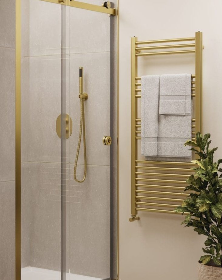 Aqua Gigi Round Towel Rail – Brushed Brass