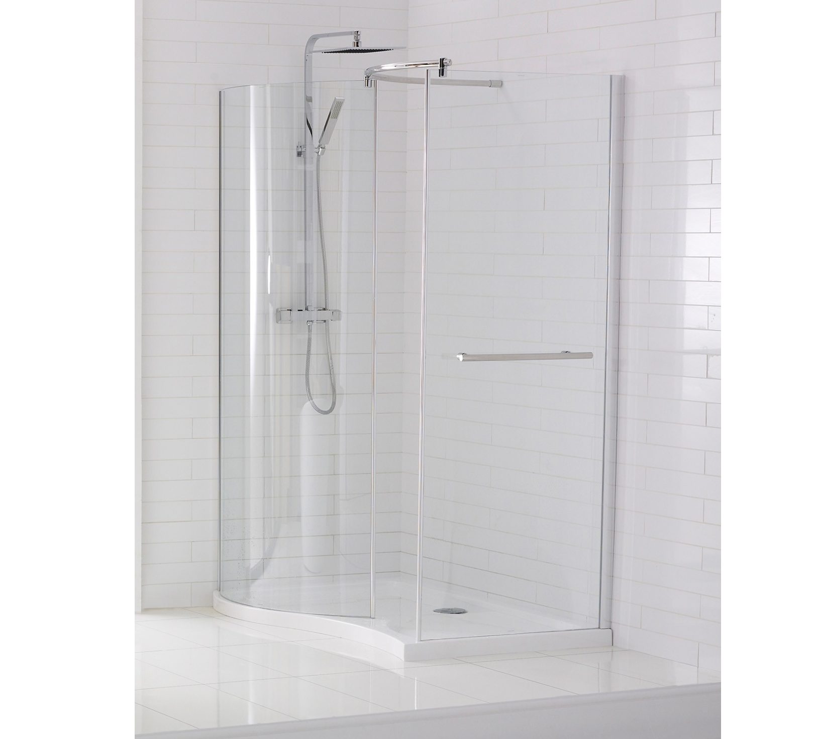 Aquaglass Aquaglass Purity Curved Walk-In Cubicle & Tray Pack