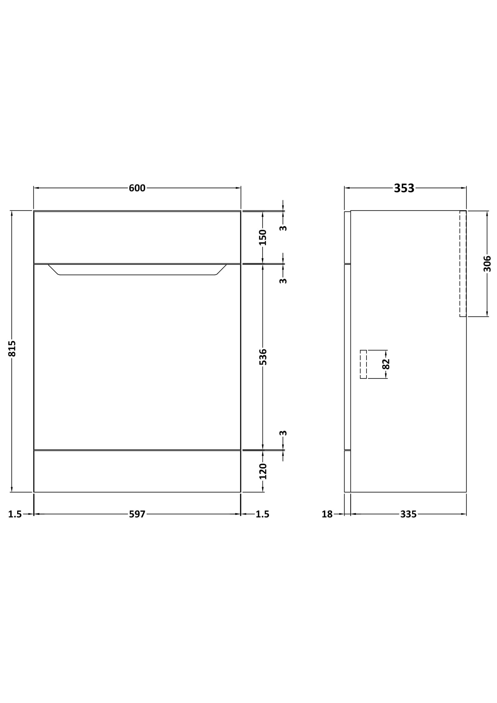 Nuie Lux Loave 600mm Standard Floorstanding WC Unit – Matt White