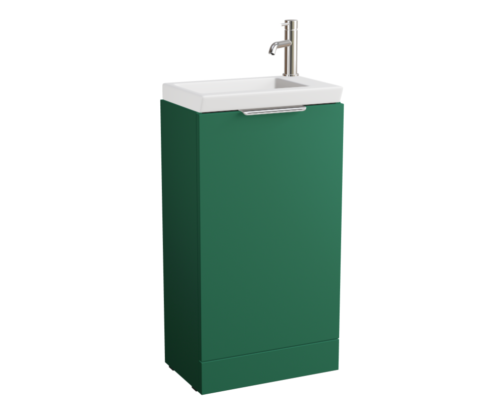 MyLife Keva 470mm 1 Door Floorstanding Unit & Ceramic Basin – Pine Green Matt