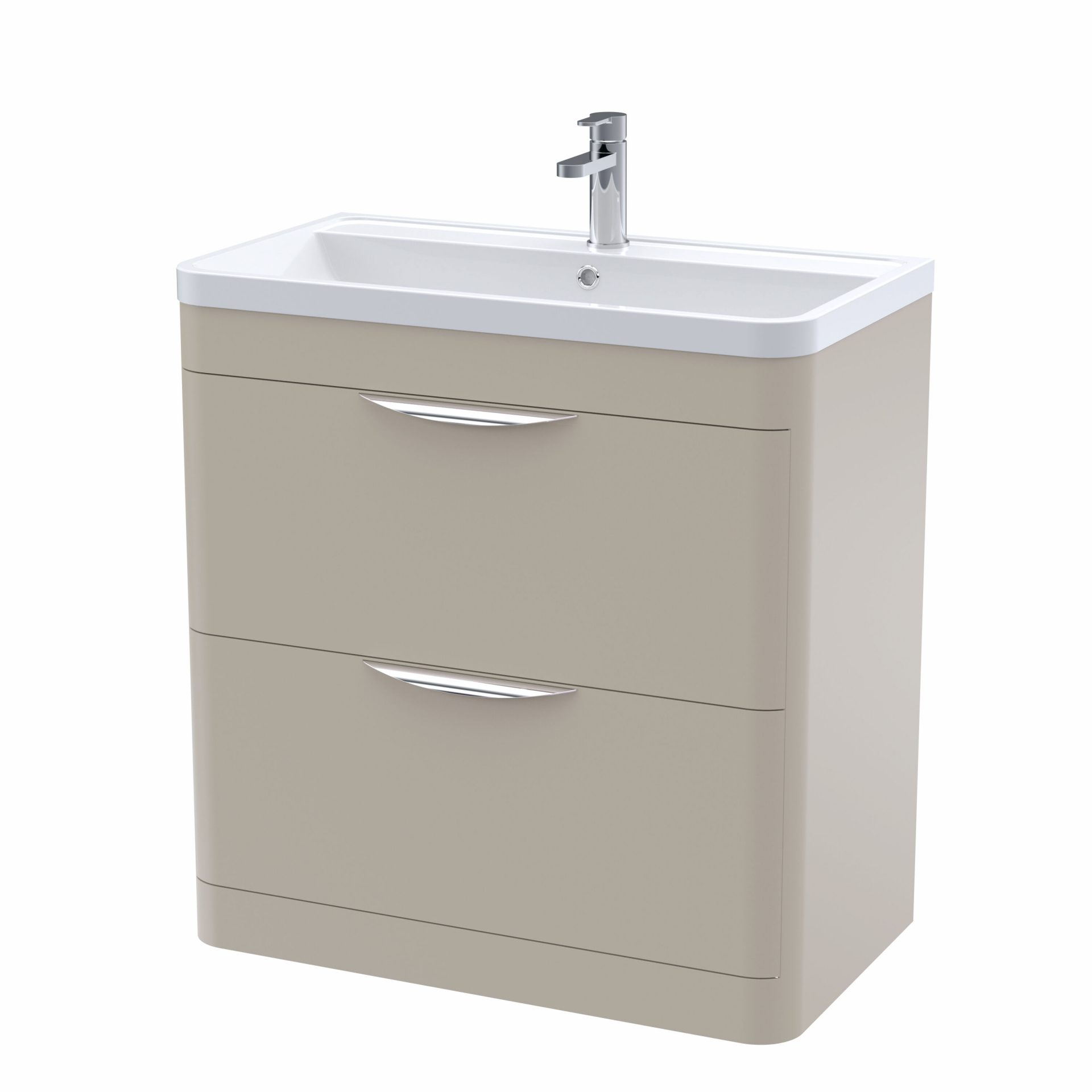 Nuie Parade 800mm 2 Drawer Floorstanding Vanity Unit & Polymarble Basin – Pebble Grey