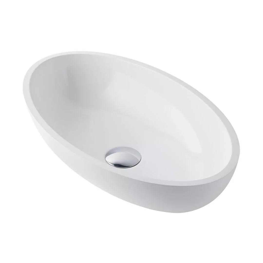Eastbrook Pricilla 510x300mm Cast Marble Sit On Basin – White