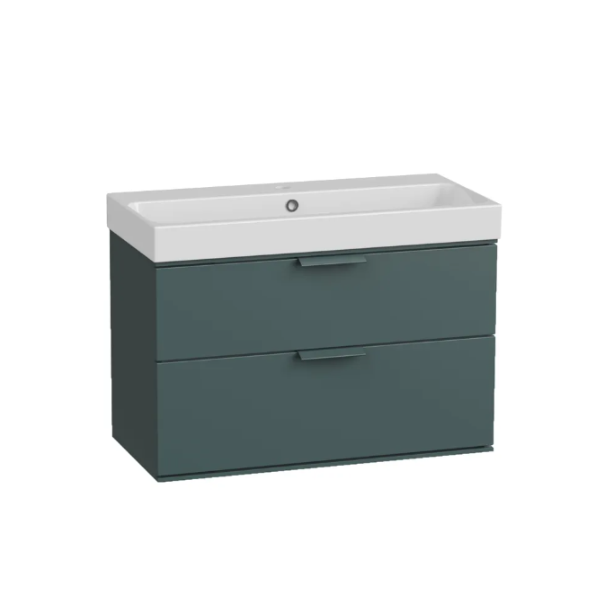 Roper Rhodes Scheme 800mm 2 Drawer Wall Hung Unit & Basin – Matt Juniper Green