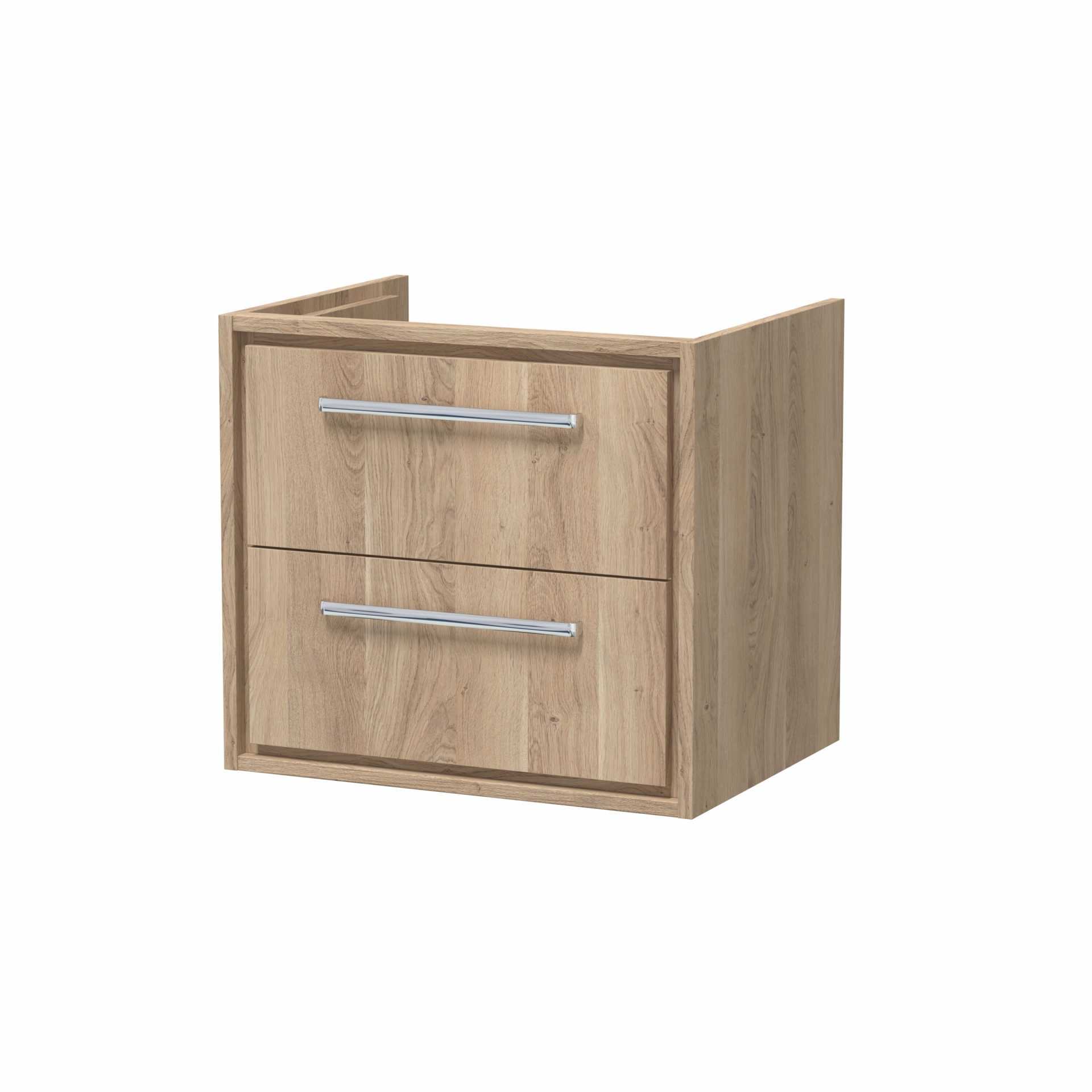 Hudson Reed Lille 600mm 2 Drawer Wall Hung Vanity Unit & Optional Basin – Bleached Oak